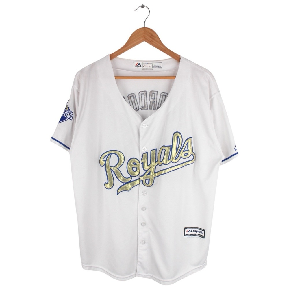 Kansas City Royals Alex Gordon Baseball Jersey White 2015 World Series Medium
